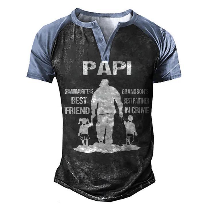 Papi Grandpa Gift   Papi Best Friend Best Partner In Crime Men's Henley Shirt Raglan Sleeve 3D Print T-shirt