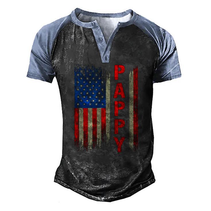 Pappy America Flag Fathers Day Men's Henley Raglan T-Shirt