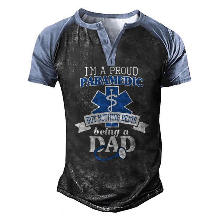 Paramedic And Proud Dad Cool For Daddy Emt Father Men's Henley Raglan T-Shirt