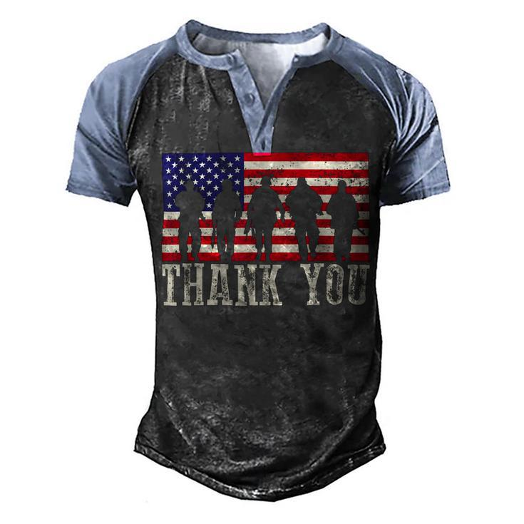 Patriotic American Flag Thank You For Men Women Kid Girl Boy Men's Henley Shirt Raglan Sleeve 3D Print T-shirt