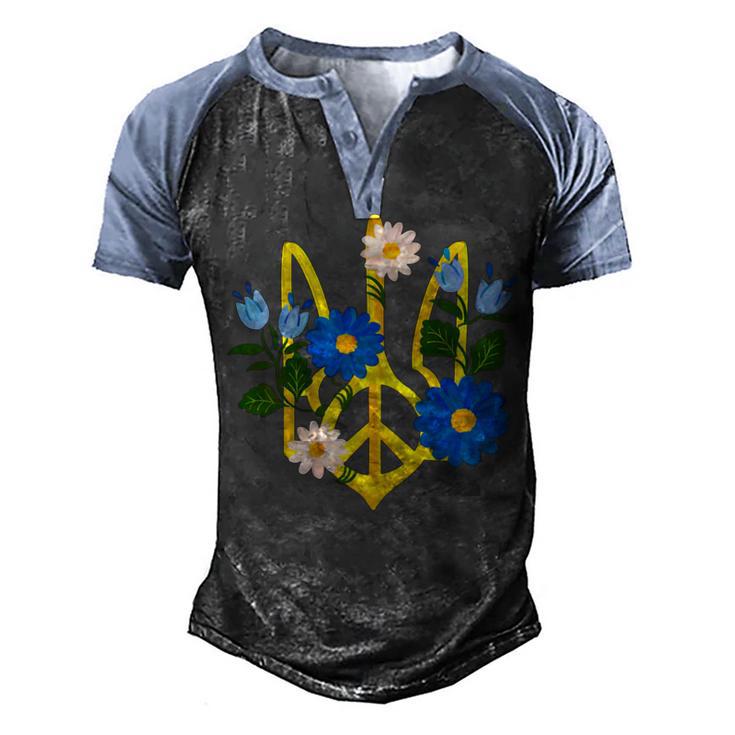 Peace In The Crest Of Ukraine Peace And Solidarity For Ukraine Men's Henley Shirt Raglan Sleeve 3D Print T-shirt