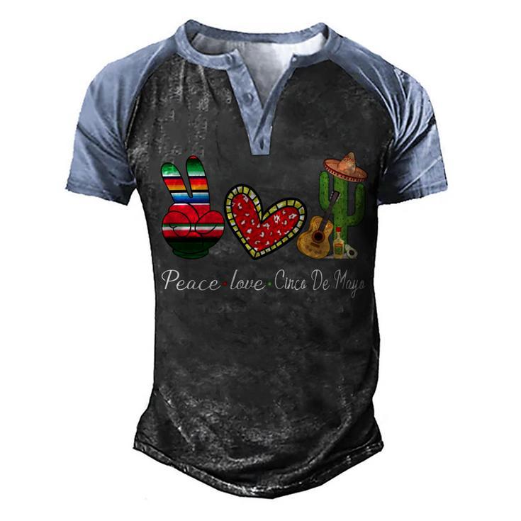 Peace Love Cinco De Mayo Funny Men's Henley Shirt Raglan Sleeve 3D Print T-shirt