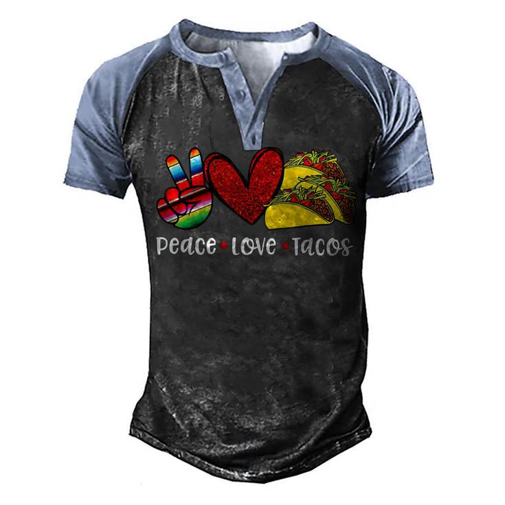 Peace Love Cinco De Mayo Funny V2 Men's Henley Shirt Raglan Sleeve 3D Print T-shirt