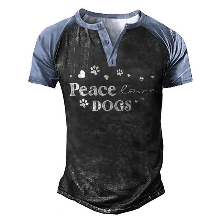Peace Love Dogs  Animal Lover  Pets Lover Men's Henley Shirt Raglan Sleeve 3D Print T-shirt