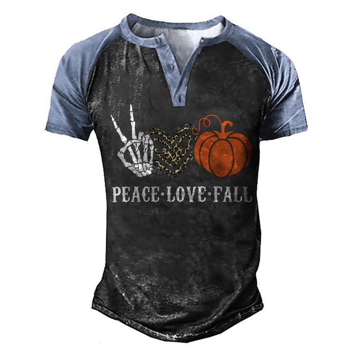 Peace Love Fall Peace Love Pumpkin Men's Henley Shirt Raglan Sleeve 3D Print T-shirt
