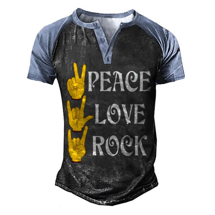 Peace Love Rock  V3 Men's Henley Shirt Raglan Sleeve 3D Print T-shirt