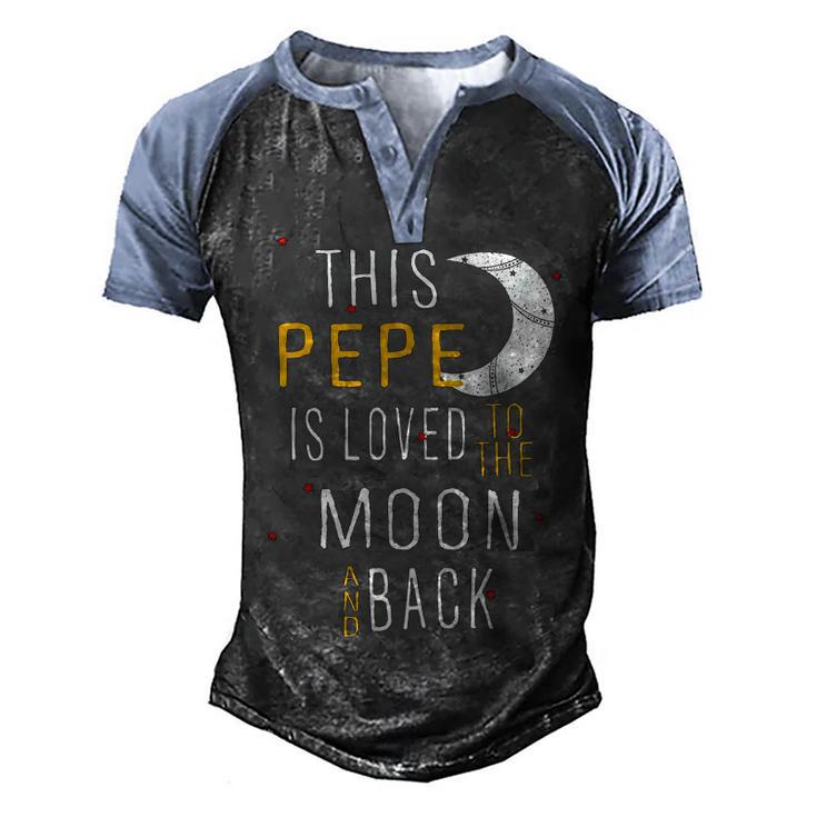 Pepe Grandpa Gift   This Pepe Is Loved To The Moon And Love Men's Henley Shirt Raglan Sleeve 3D Print T-shirt