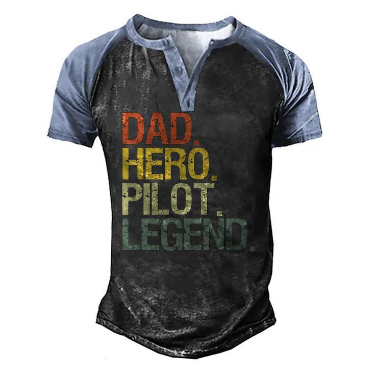 Pilot Dad Hero Pilot Legend Men's Henley Raglan T-Shirt