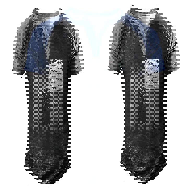 Pineapple Usa American Flag 4Th Of July Patriotic Fruit Men's Henley Raglan T-Shirt