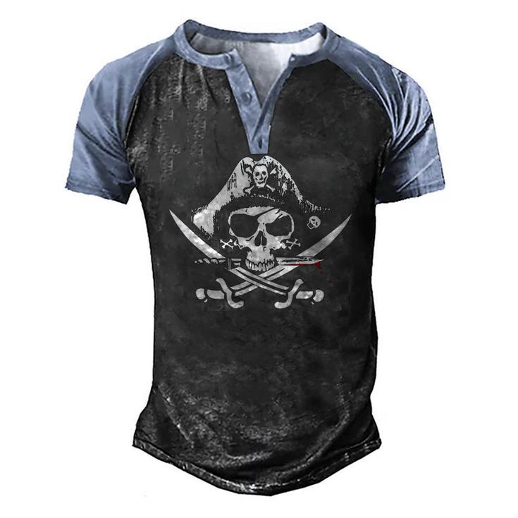 Pirate Flag Pirates For Men Men's Henley Raglan T-Shirt
