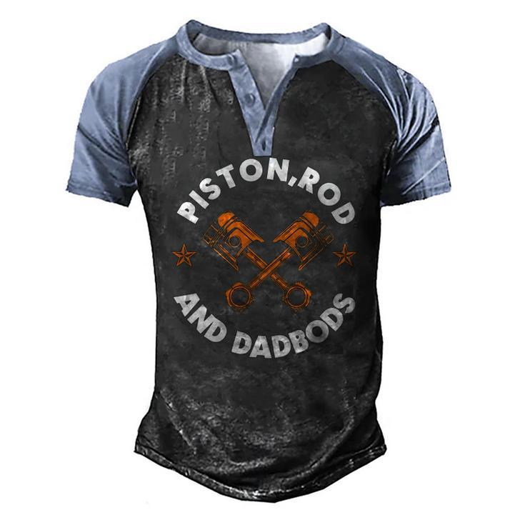 Piston Rod And Dadbods Car Mechanism Men's Henley Raglan T-Shirt
