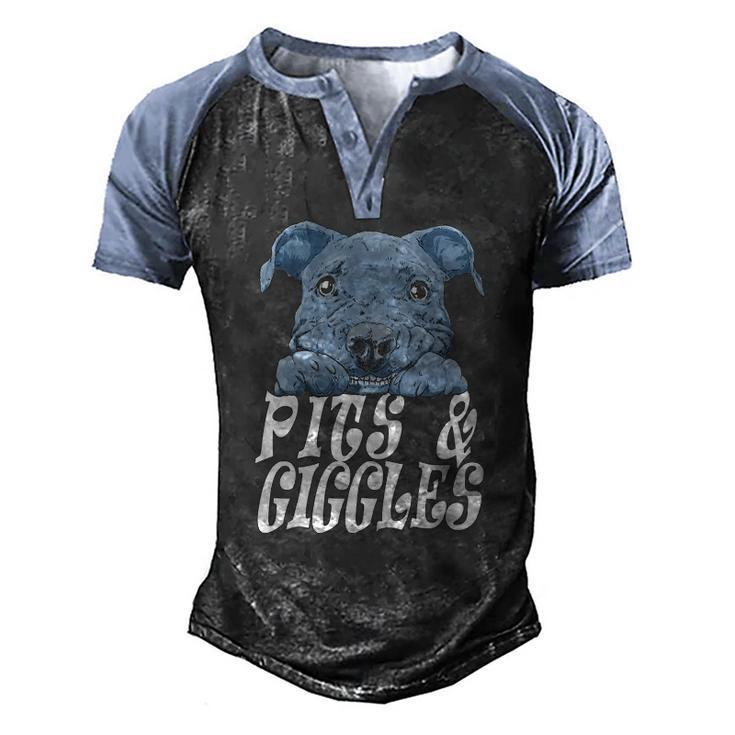 Pitbull Pibble Mom Dad Pits And Giggles Gift Men's Henley Shirt Raglan Sleeve 3D Print T-shirt