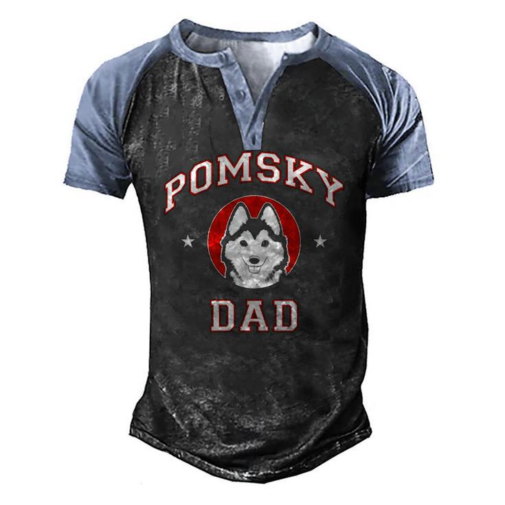 Pomsky Dad Pomsky Dad Mix Breed Dog Men's Henley Raglan T-Shirt
