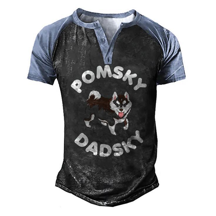 Pomsky Dadsky For Dog Pet Dad Fathers Day Men's Henley Raglan T-Shirt