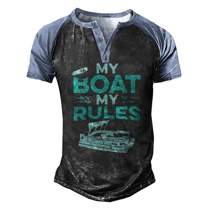 Pontoon Boat Captain My Boat My Rules Fathers Day Men's Henley Raglan T-Shirt