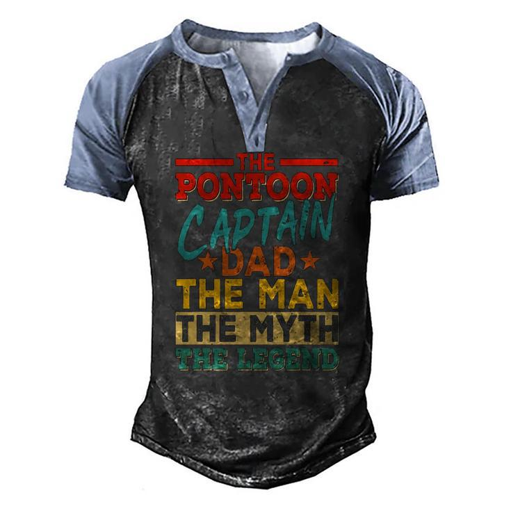 The Pontoon Captain Dad The Man Myth Happy Fathers Day Men's Henley Raglan T-Shirt