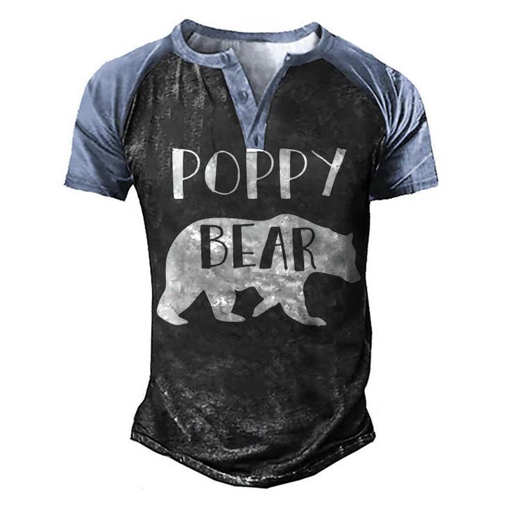 Poppy Grandpa Gift   Poppy Bear Men's Henley Shirt Raglan Sleeve 3D Print T-shirt