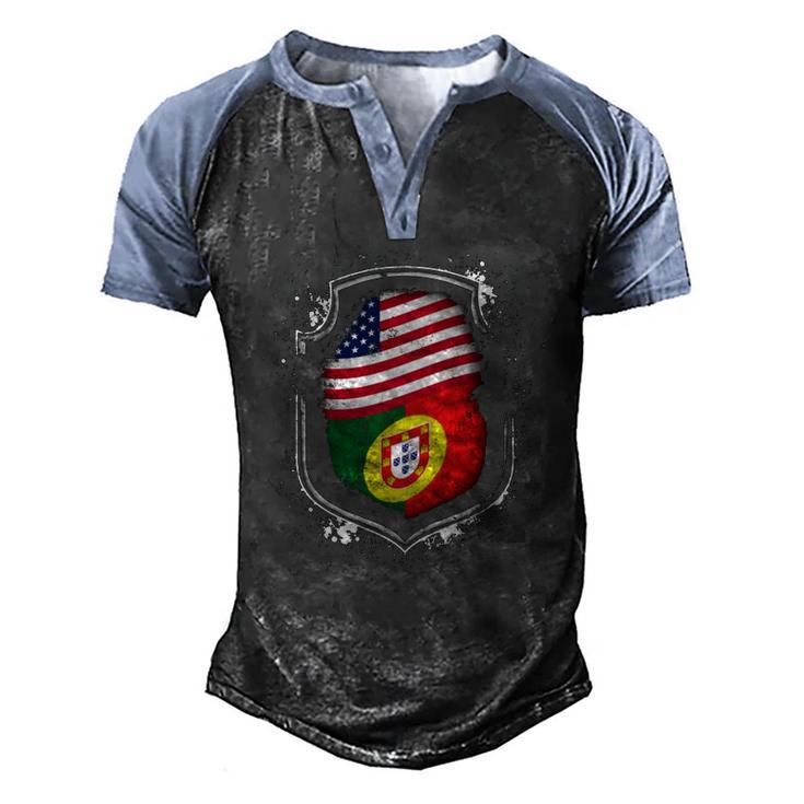 Portuguese American Flags Of Portugal And America Men's Henley Raglan T-Shirt