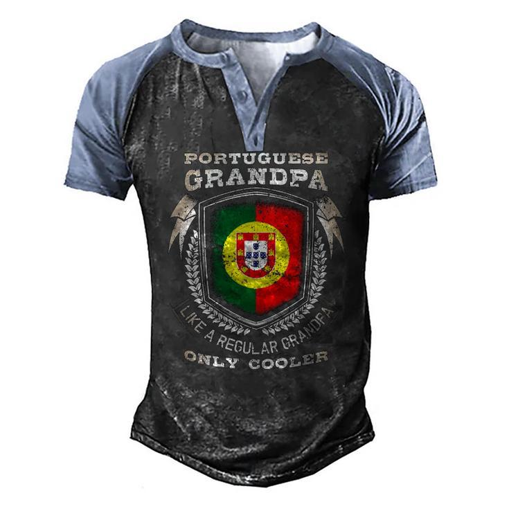 Mens Portuguese Grandpa Like A Regular Grandpa Only Cooler Men's Henley Raglan T-Shirt