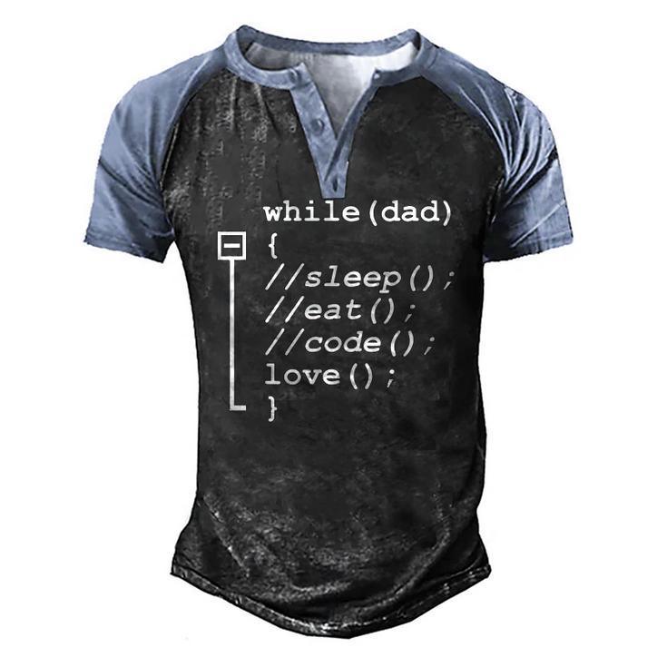 Programmer Dad Sleep Eat Code Fathers Day Men's Henley Raglan T-Shirt