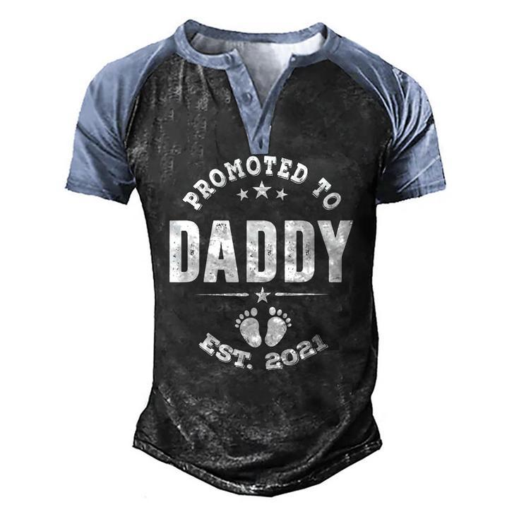 Promoted To Daddy 2021 Pregnancy Announcement Baby Shower Men's Henley Raglan T-Shirt