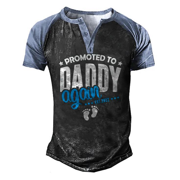 Promoted To Daddy Again 2022 Its A Boy Baby Announcement Men's Henley Raglan T-Shirt