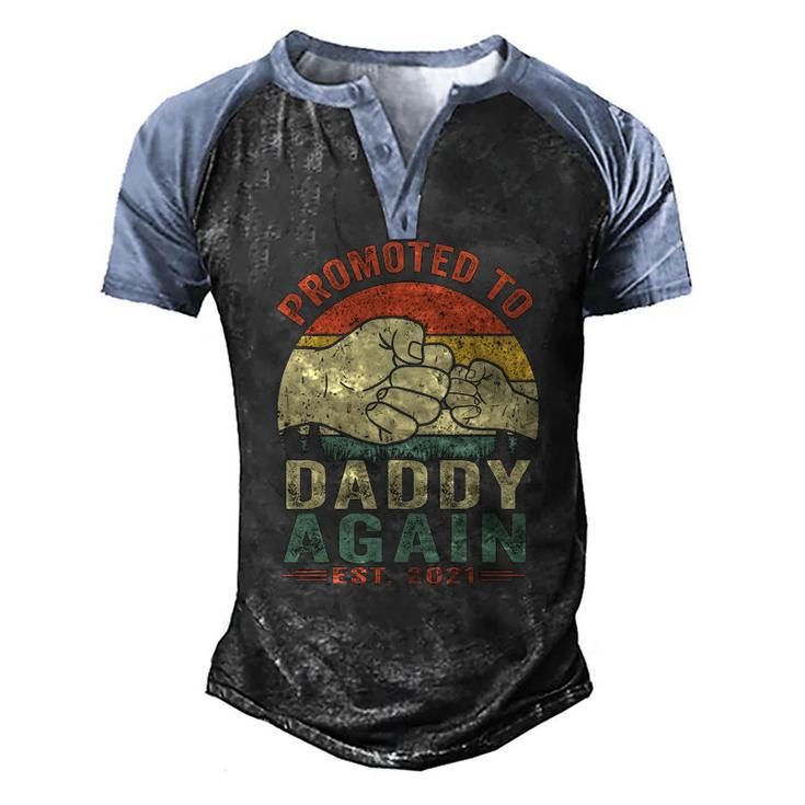 Promoted To Daddy Again Est2021 Fathers Day Men's Henley Raglan T-Shirt