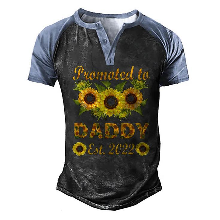 Promoted To Daddy Est 2022 Sunflower Men's Henley Raglan T-Shirt