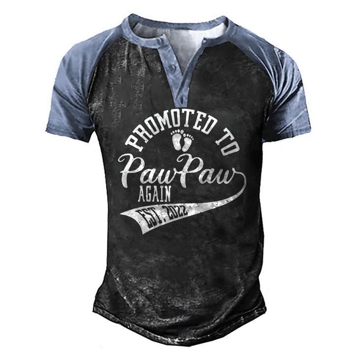Promoted To Pawpaw Again 2022 Cute New Daddy For Men Men's Henley Raglan T-Shirt