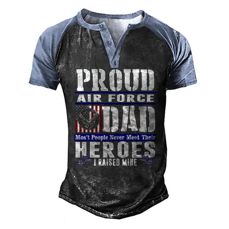 Proud Air Force Dad US Air Force Veteran Military Pride Men's Henley Raglan T-Shirt