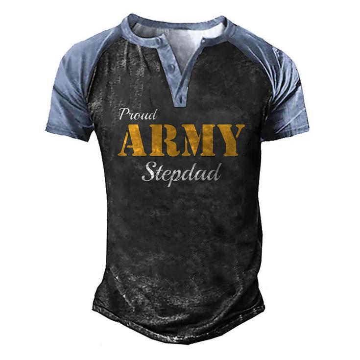 Proud Army Stepdad Fathers Day Men's Henley Raglan T-Shirt