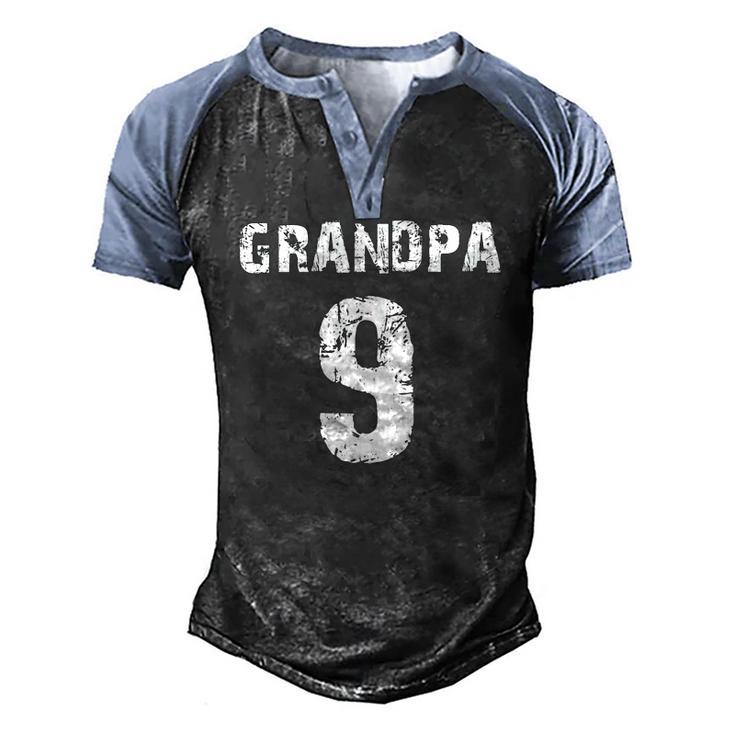 Proud Grandpa Grandpa Of 9 Athletic Style Numbered Men's Henley Raglan T-Shirt
