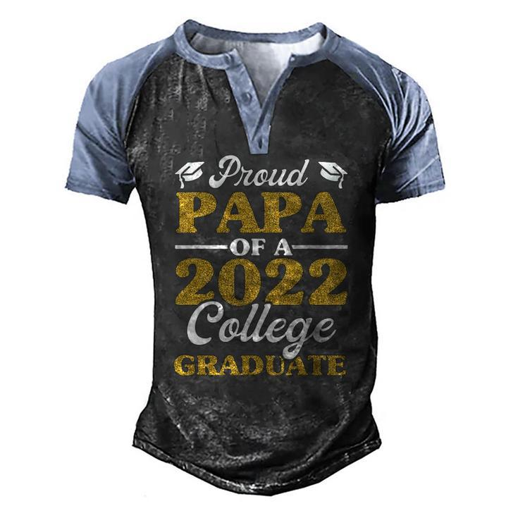 Proud Papa Of 2022 College Graduate Grandpa Graduation Men's Henley Raglan T-Shirt