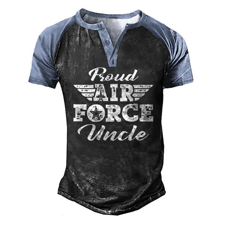 Mens Proud Us Air Force Uncle Wings Pride Military Family Men's Henley Raglan T-Shirt