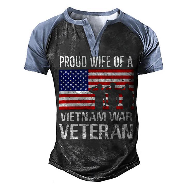 Proud Wife Vietnam War Veteran Husband Wives Matching Design Men's Henley Shirt Raglan Sleeve 3D Print T-shirt