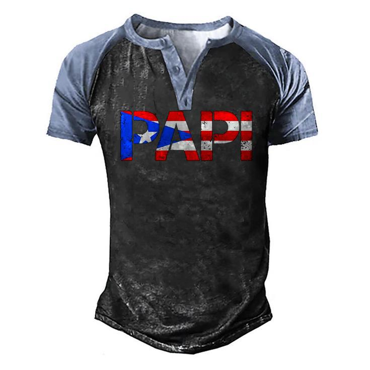 Mens Puerto Rico Flag Fathers Day Patriotic Puerto Rican Pride Raglan Baseball Tee Men's Henley Raglan T-Shirt