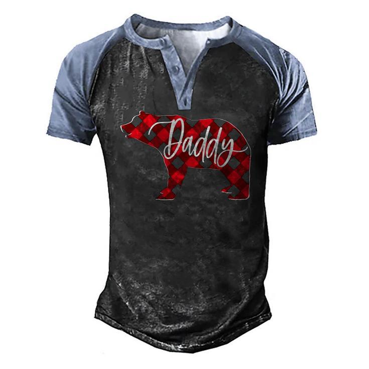 Red Buffalo Plaid Daddy Bear Matching Family Christmas Pj Men's Henley Raglan T-Shirt