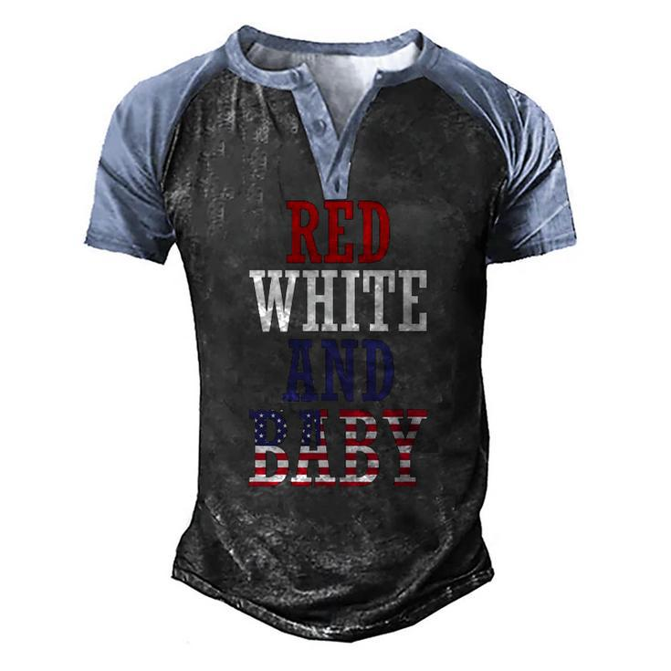 Red White And Baby 4Th July Pregnancy Announcement Men's Henley Raglan T-Shirt