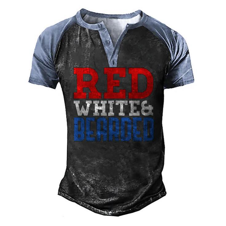 Red White And Bearded 4Th Of July Pride Patriot Men Men's Henley Raglan T-Shirt