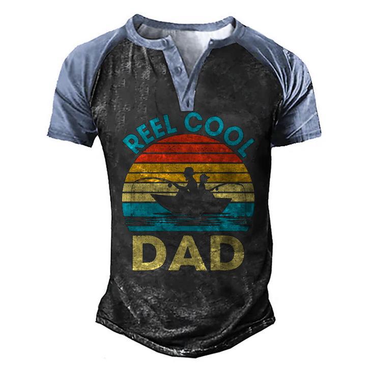 Mens Reel Cool Dad Fathers Day For Fishing Dad Grandpa Men's Henley Raglan T-Shirt