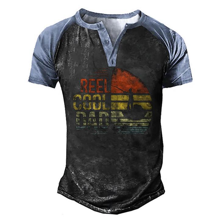 Mens Reel Cool Dad Fisherman Daddy Father Day Fishing Men's Henley Raglan T-Shirt