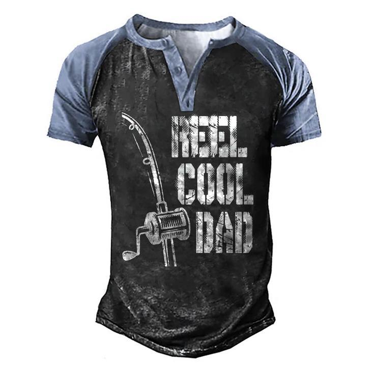 Mens Reel Cool Dad Fishing Daddy Mens Fathers Day Idea Men's Henley Raglan T-Shirt