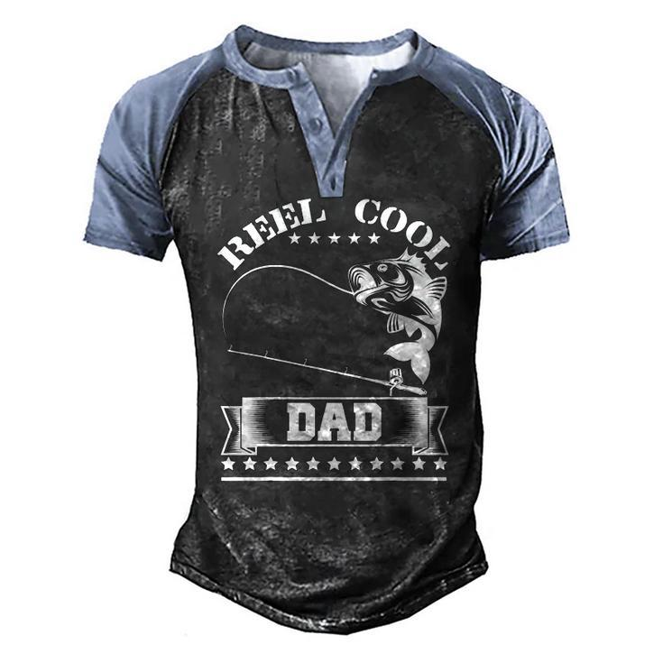 Reel Cool Dad Fishing Fathers Day Men's Henley Raglan T-Shirt