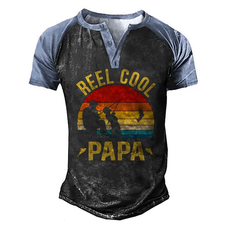 Reel Cool Papa Fishing Fathers Day Men's Henley Raglan T-Shirt