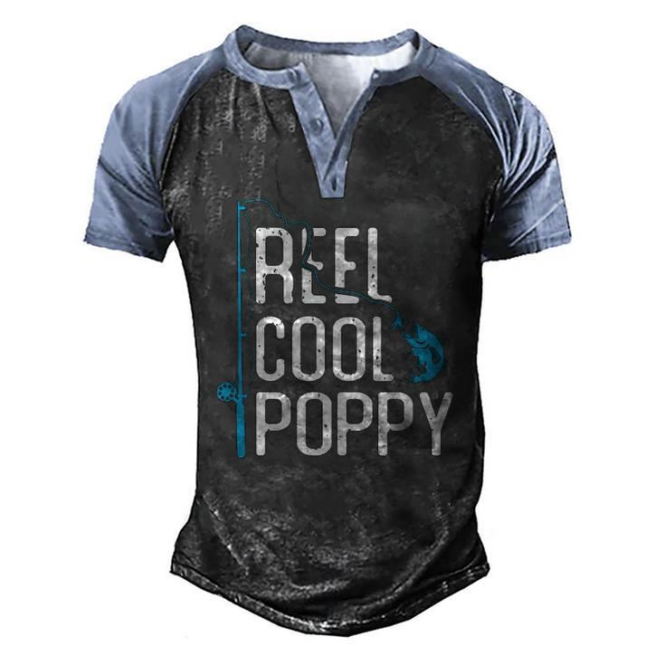 Reel Cool Poppy Fishing Fathers Day Fisherman Poppy Men's Henley Raglan T-Shirt