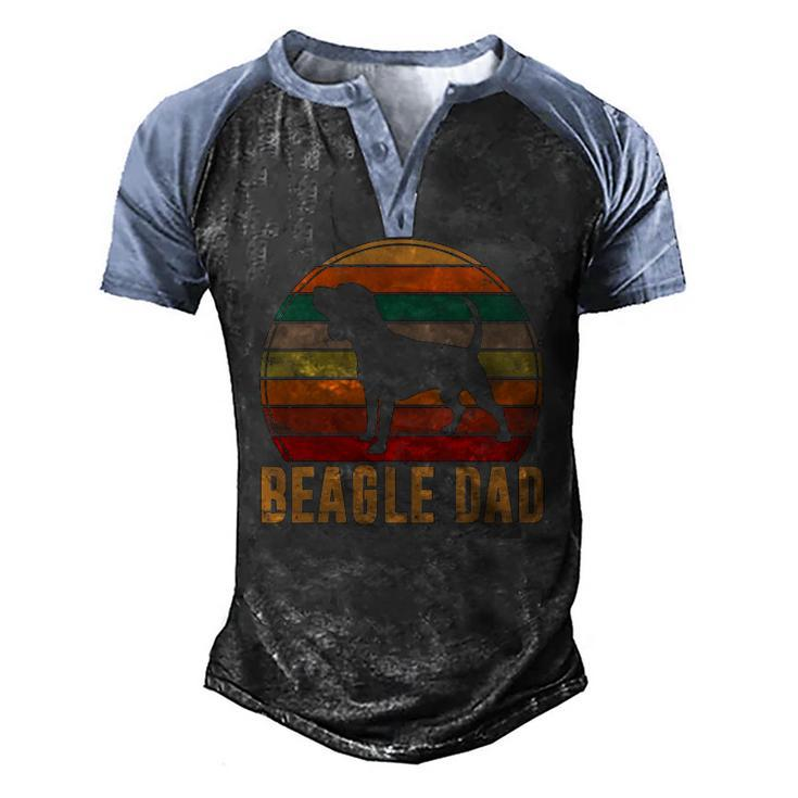 Retro Beagle Dad Dog Owner Pet Tricolor Beagle Father Men's Henley Raglan T-Shirt