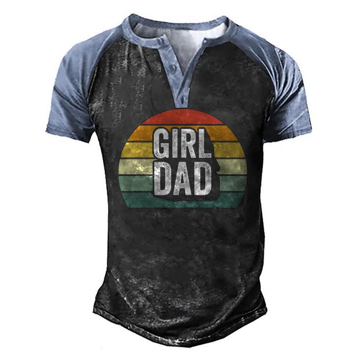 Retro Girl Dad Proud Father Love Dad Of Girls Vintage Men's Henley Raglan T-Shirt