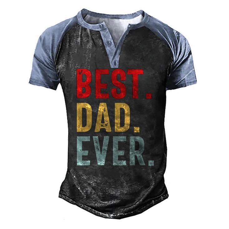 Mens Retro Vintage Best Dad Ever Fathers Day Men's Henley Raglan T-Shirt