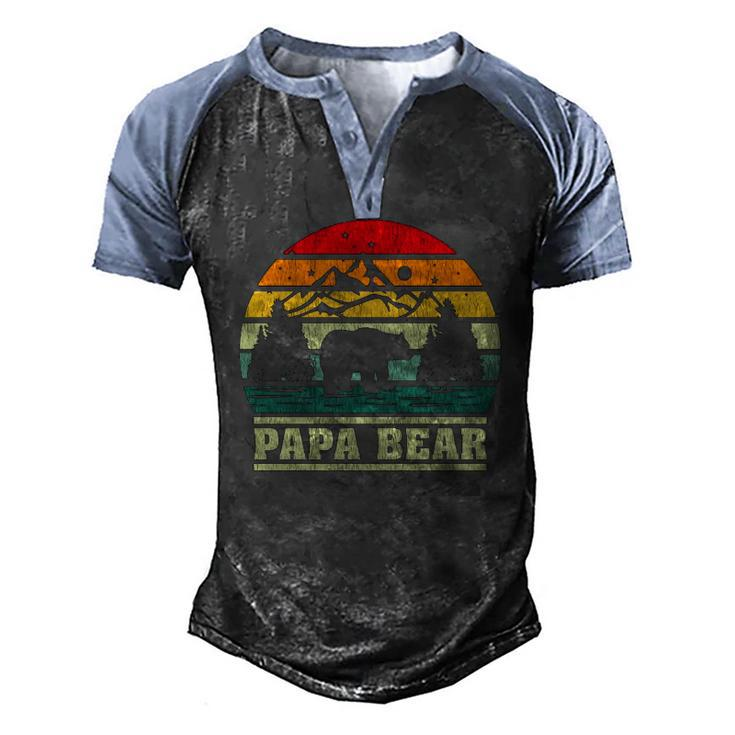 Retro Vintage Camping Lover Papa Bear Camper Men's Henley Raglan T-Shirt