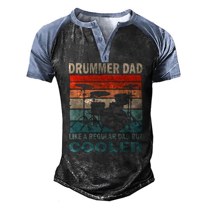 Mens Retro Vintage Drummer Dad Music Lover & Fan Fathers Day Men's Henley Raglan T-Shirt
